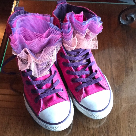 Converse Other - Converse pink high top party sneakers girls size 4